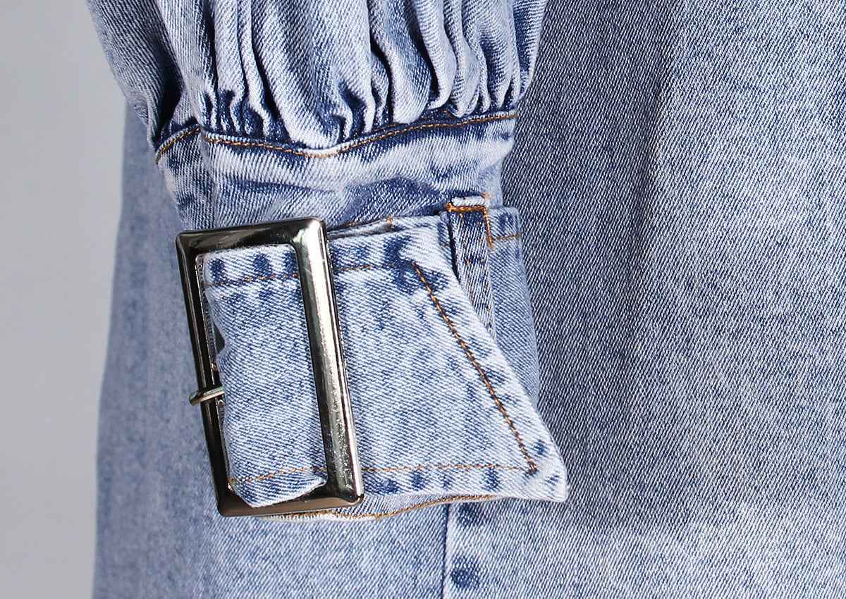 Denim Windbreaker Lotus Leaf Jacket