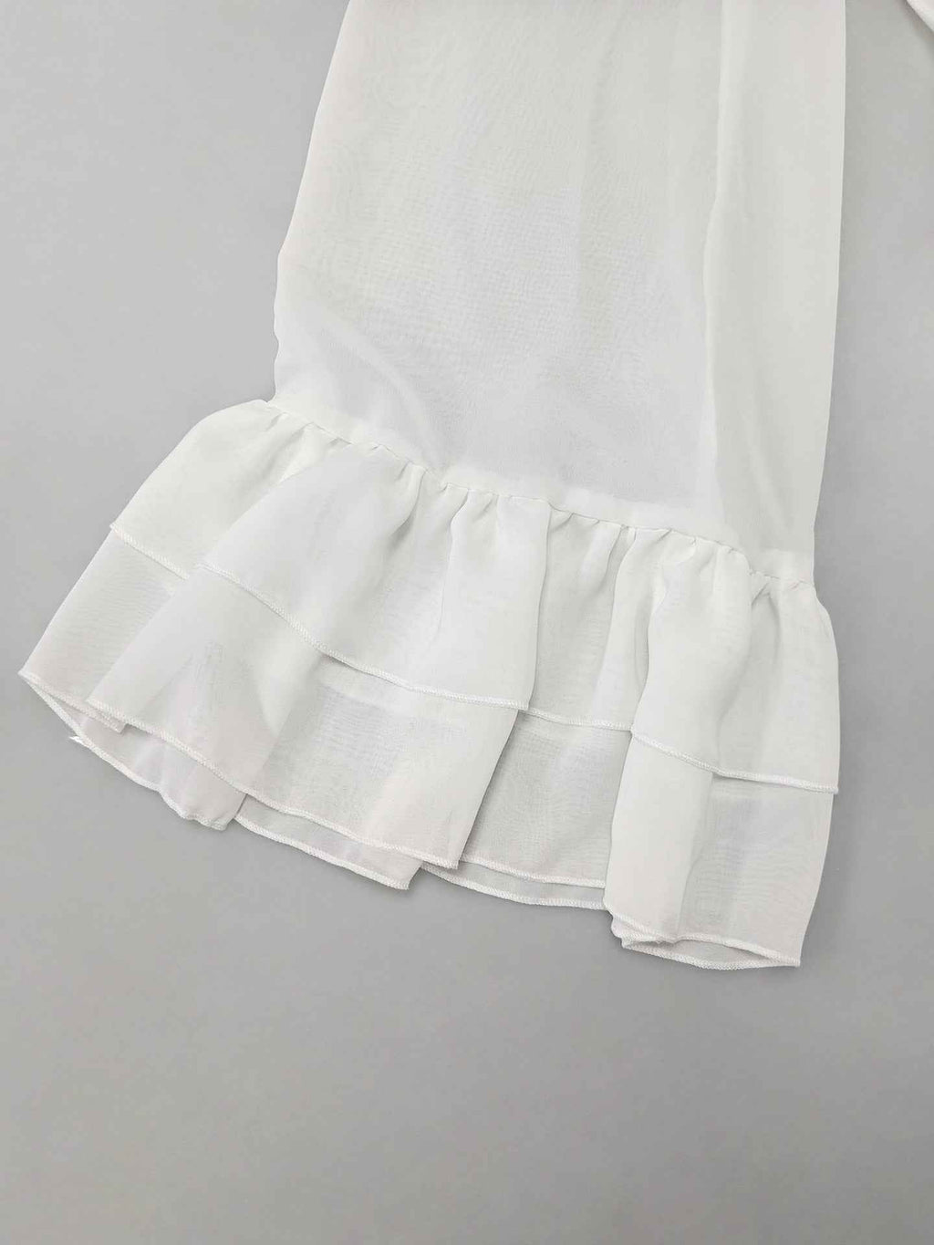 See through Ruffled Long Sleeve Blouse for Women