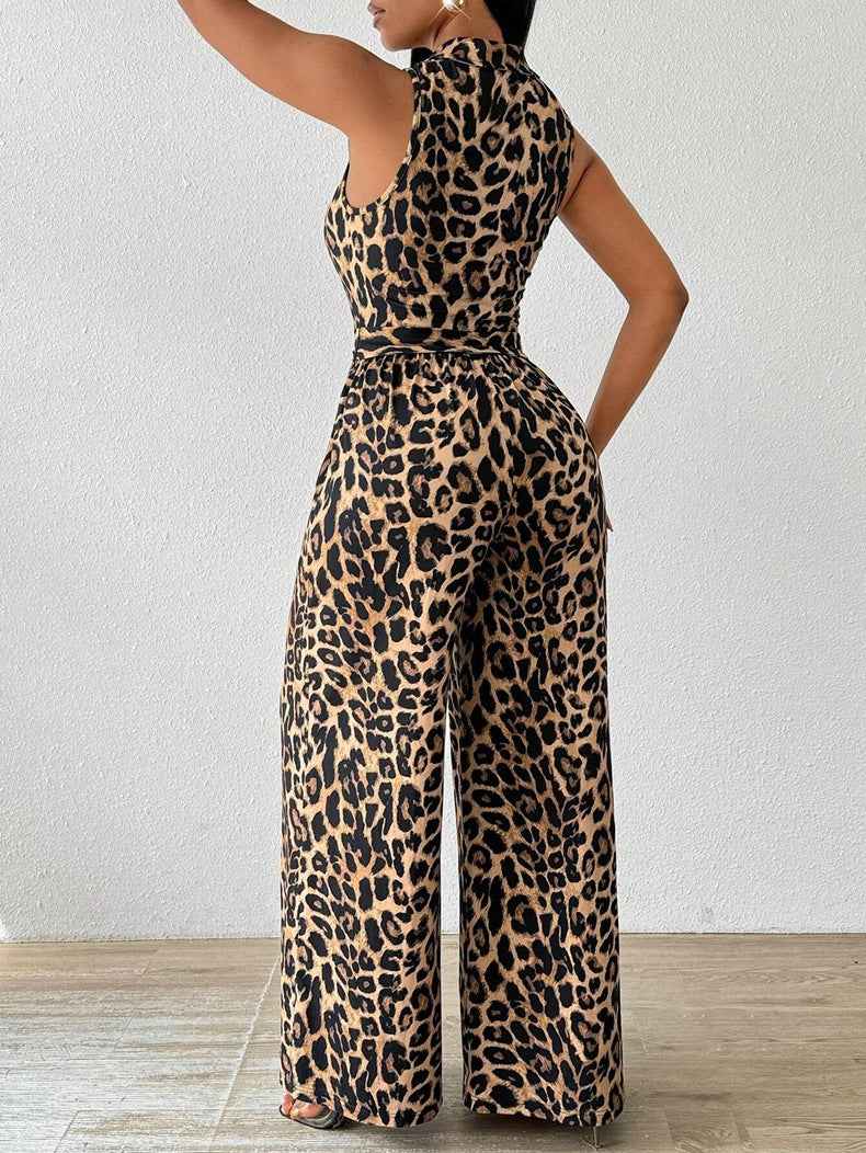 Women Leopard Print Jumpsuit