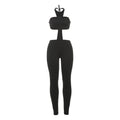 Women's Jumpsuit Cropped Outfit Halter Tight Fitting Solid Color