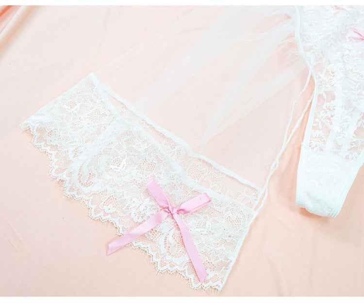 Gathered Bridal Lace See through Lingerie