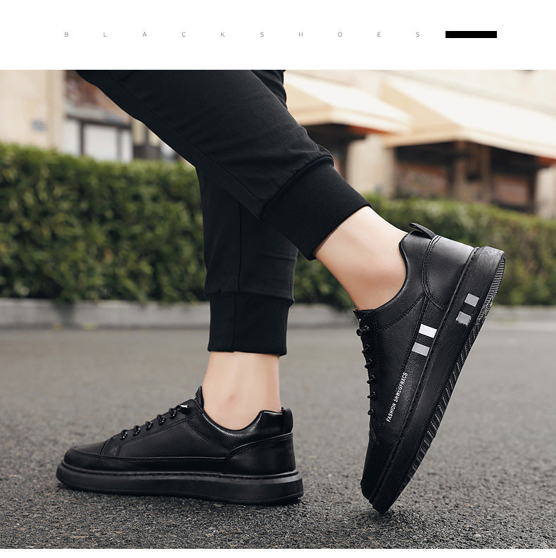 Breathable White Shoes for Men 2024 New Korean Style Trendy Casual Men's Trendy Shoes White Shoes Leather Panel Shoes Spring Live Broadcast