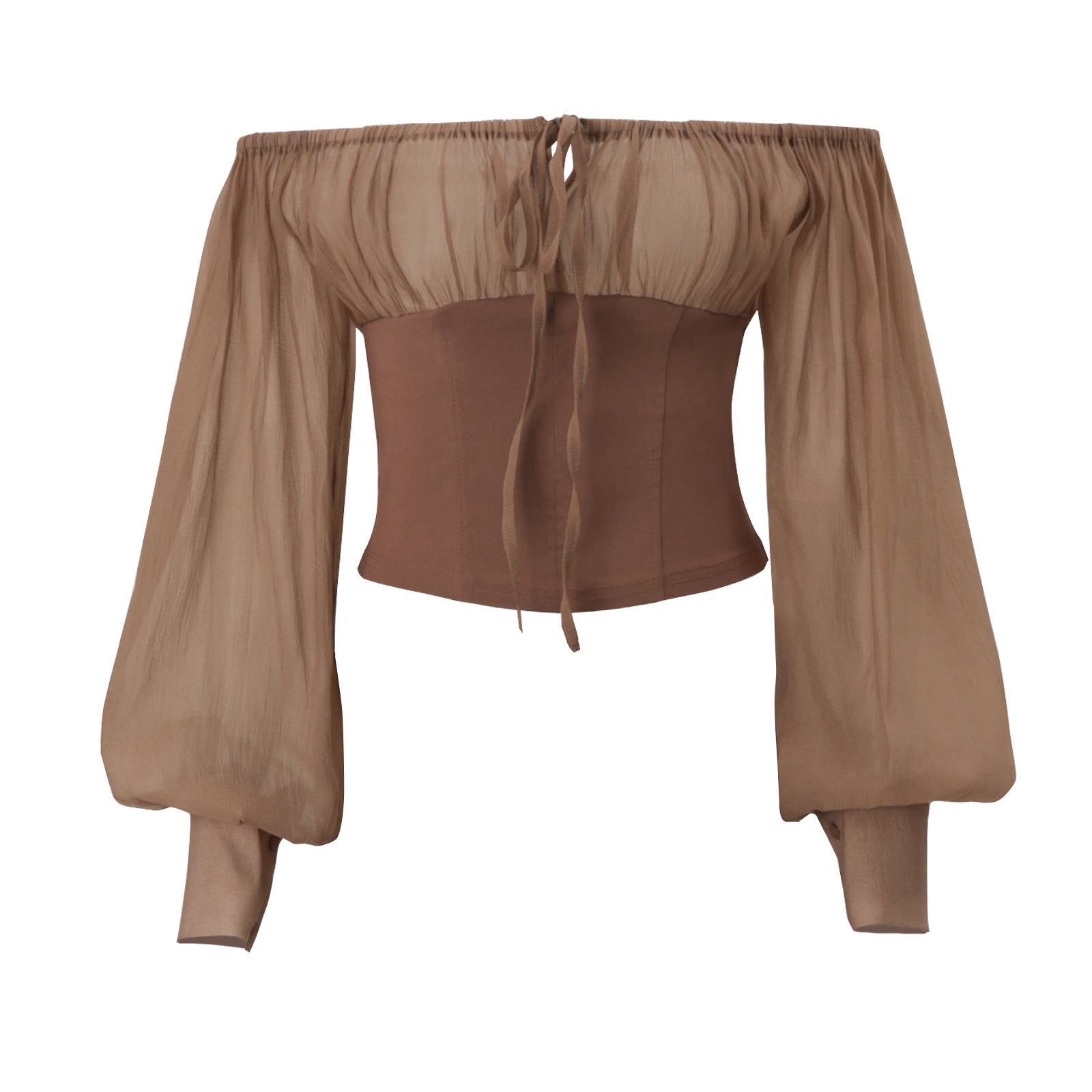 MUNSIEUR Off Shoulder Retro Mesh Skirt Set