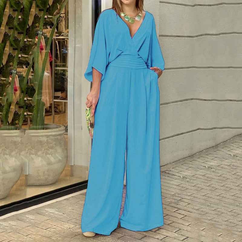Casual V Neck Jumpsuit
