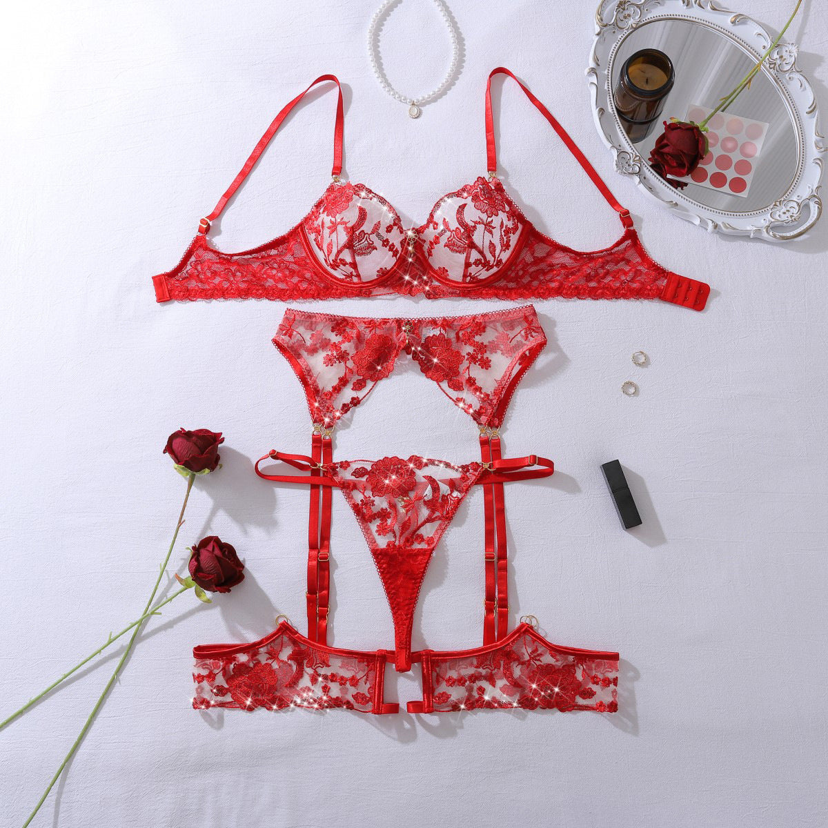 Rose Embroidered Lingerie