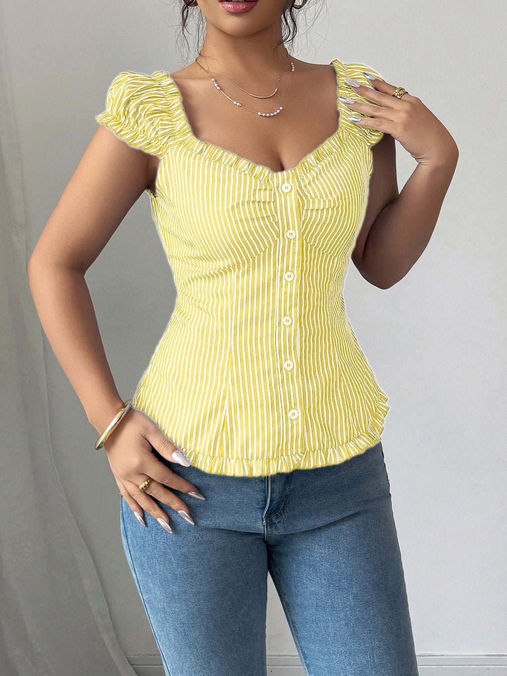 Elegant Striped Cardigan Blouse