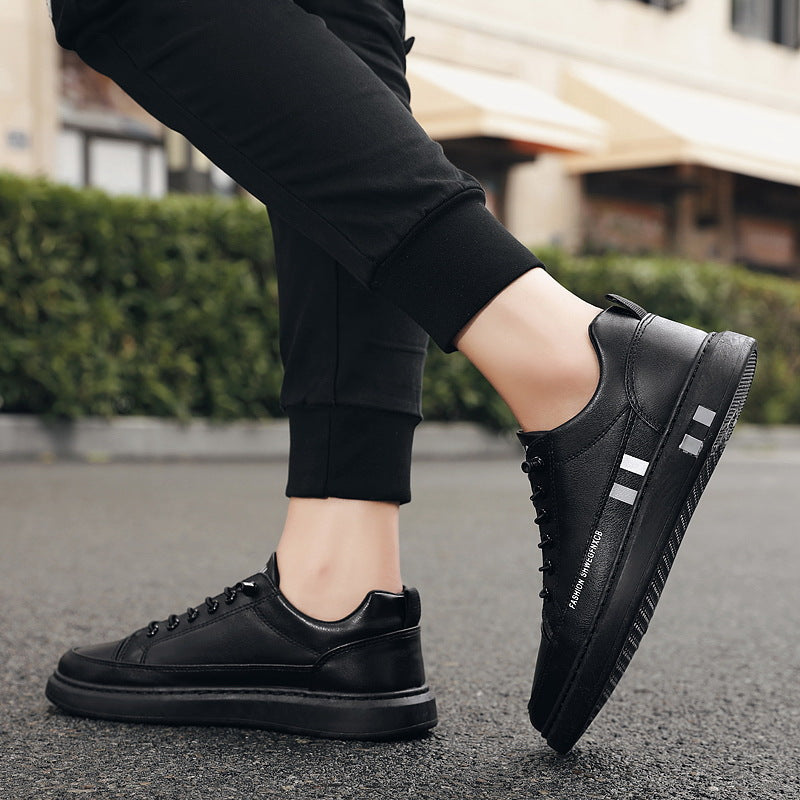 Breathable White Shoes for Men 2024 New Korean Style Trendy Casual Men's Trendy Shoes White Shoes Leather Panel Shoes Spring Live Broadcast