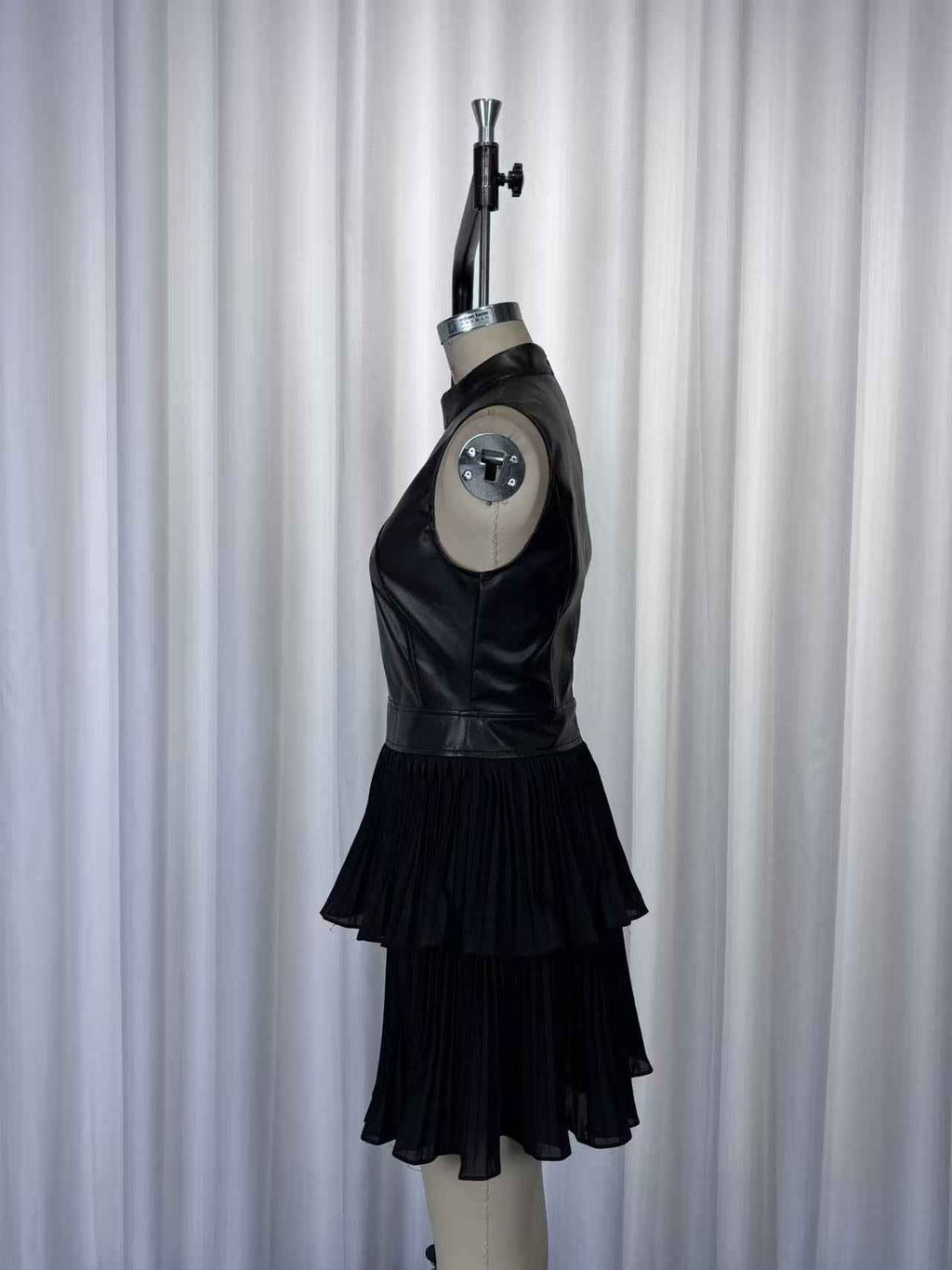 Elegant Double Layer Pleated Ruffled Dress