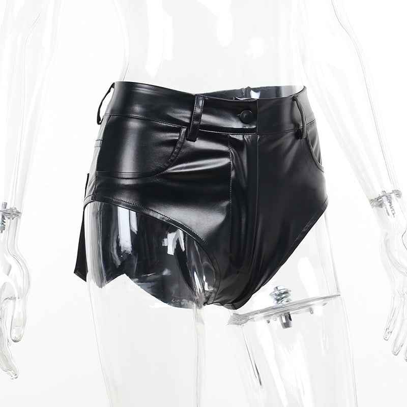 High Waist Hip Faux Leather Bottoms for Women