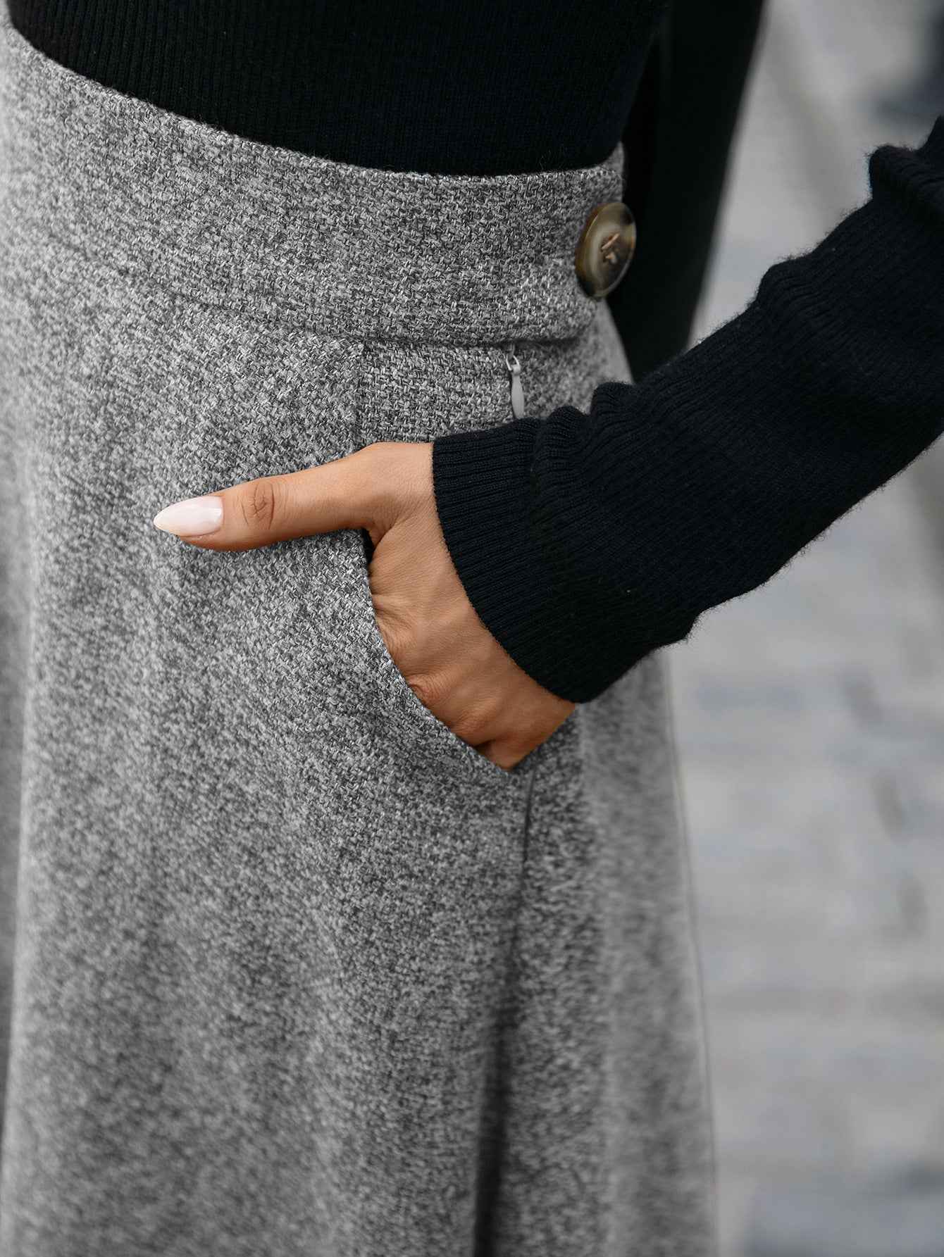 Woolen A line Drape Skirt