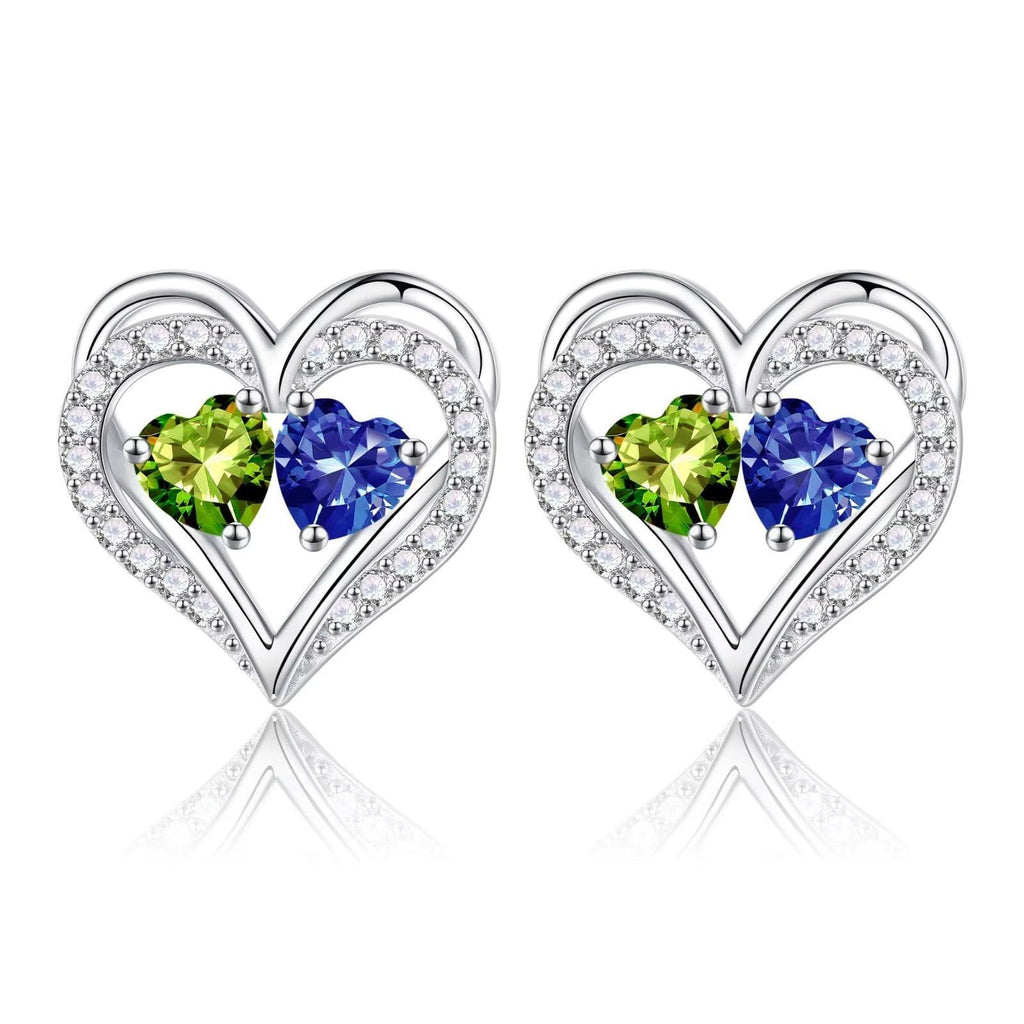 Sterling Silver Birthstone Heart Earrings new