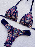 Braid Rope Print Bikini Swimsuit Beach Sexy Women Swimsuit