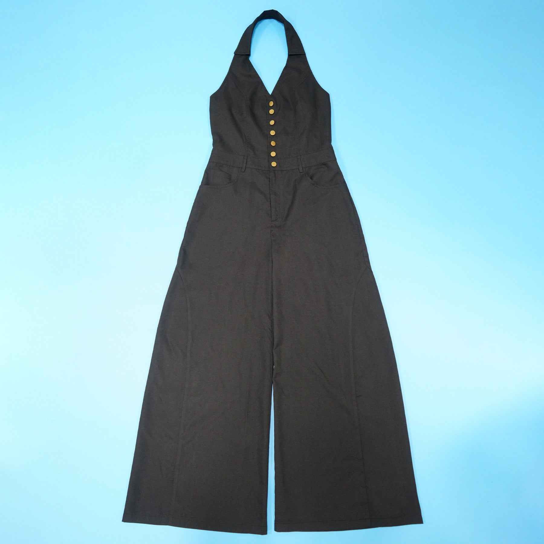 Sleeveless Backless Casual Jumpsuit w Pockets