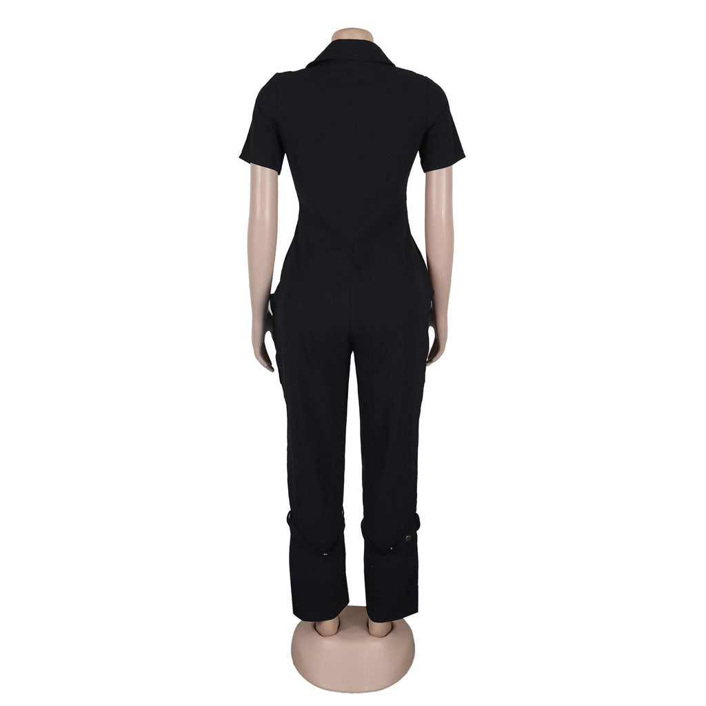 Sexy Summer Jumpsuit with Pocket and Zipper MUNSIEUR