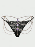 Sexy Spice Girls Nightclub Splicing Metal Gem Sex Thong Panties Women