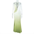 Design Slim Women Clothing Gradient Color Tight Sexy Deep V Plunge neck Sleeveless Dress