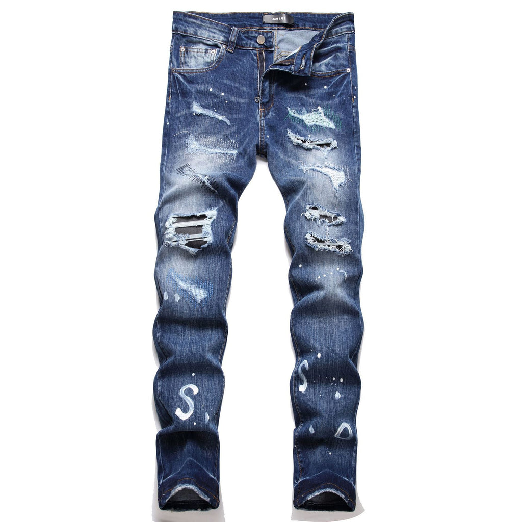 Men's Designer Style Fashion Pants Ripped Patches Many Variations and Style to Choose From