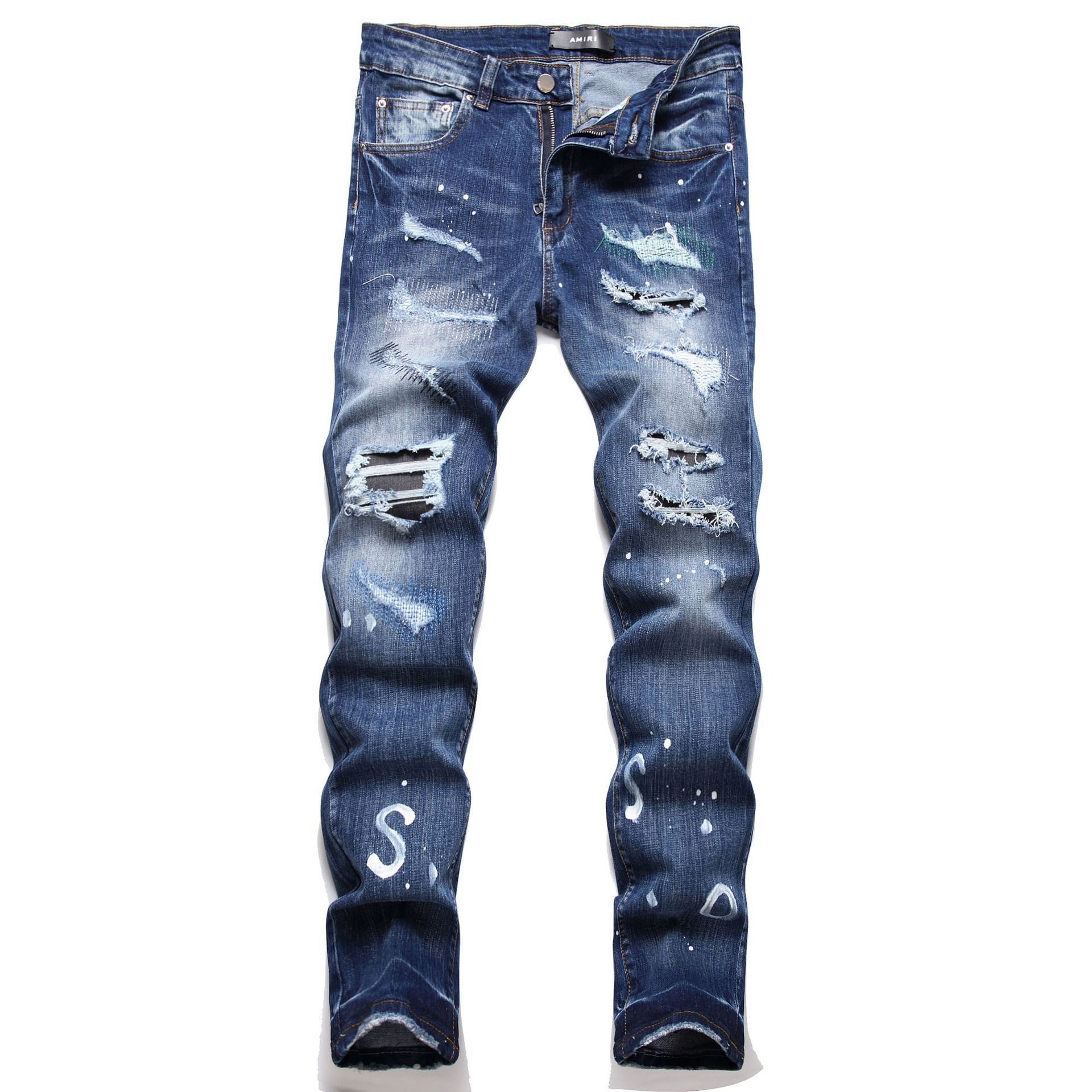 Men's Designer Style Fashion Pants Ripped Patches Many Variations and Style to Choose From