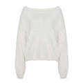Mink Fur off Shoulder Solid Color Pullover Sweater