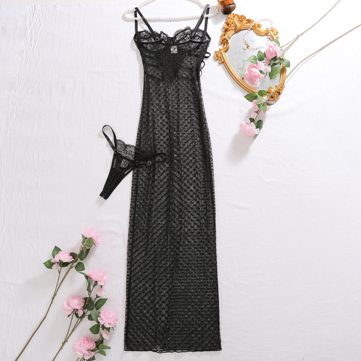 Tight Set Love Polka Dot Lace Lingerie Dress