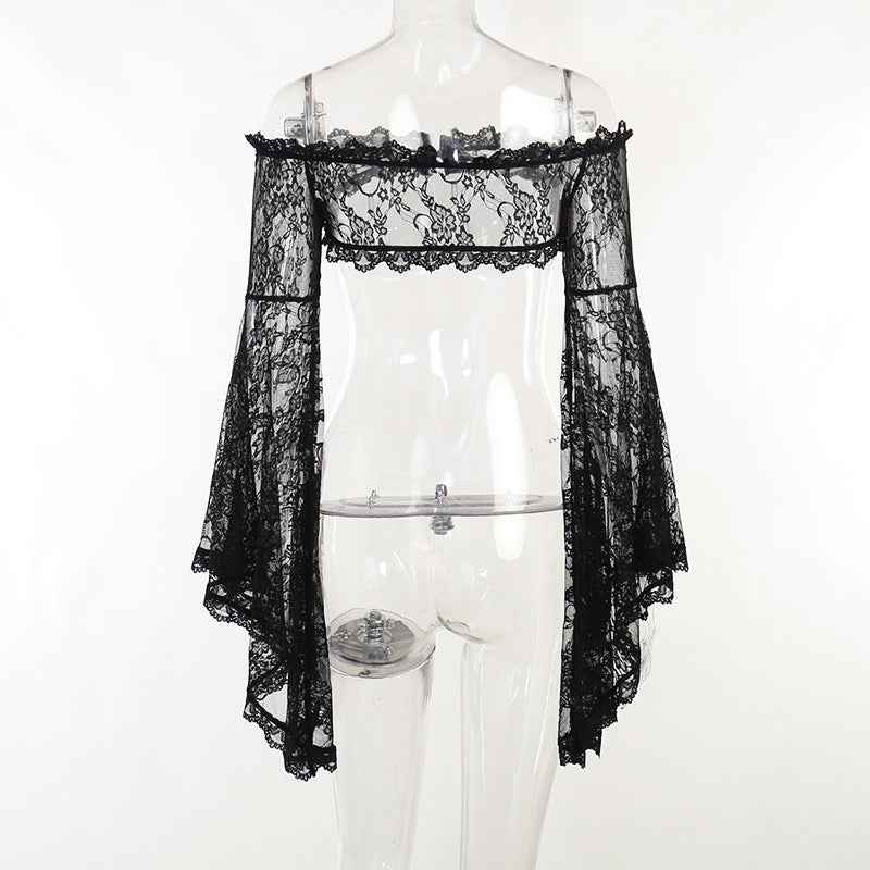 Gothic Classic Lace Flare Sleeve Blouse Y2K Rave
