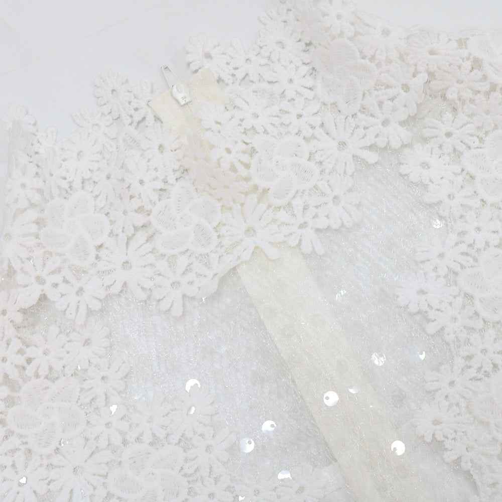 Party Turtleneck Sequin Lace Sheer Long Sleeve Top Loose Jumpsuit Women
