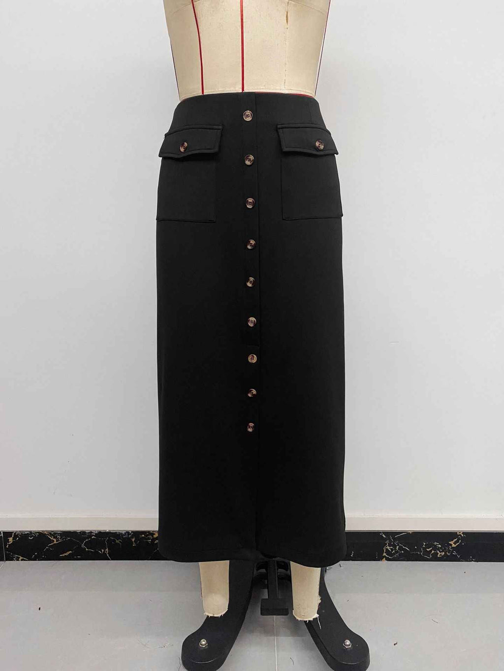 Elegant Vintage Button Slit Skirt