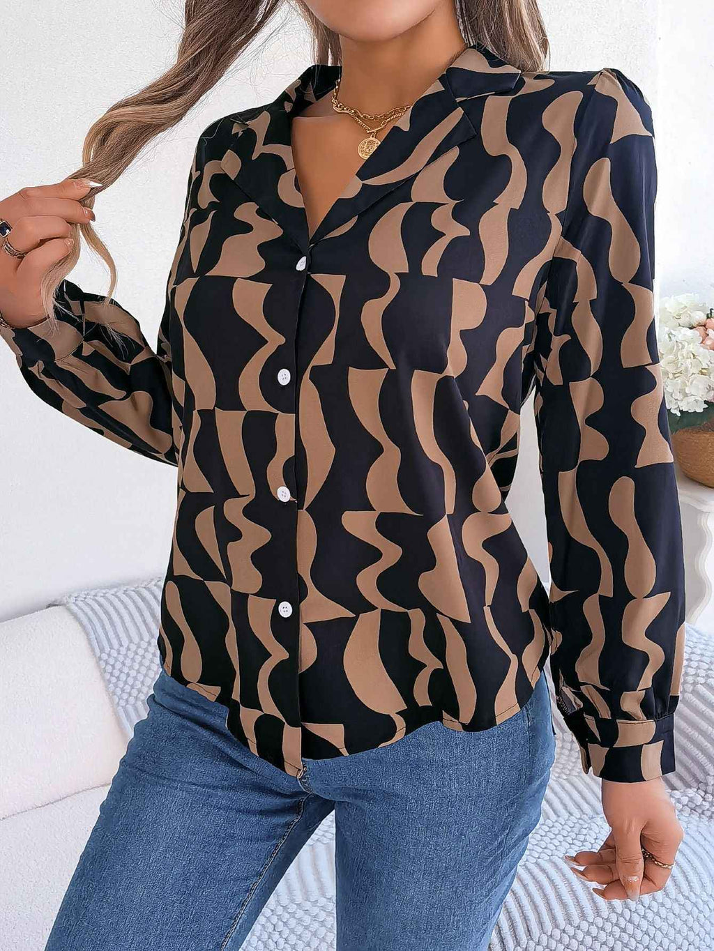 Elegant Contrast Color Striped Blouse