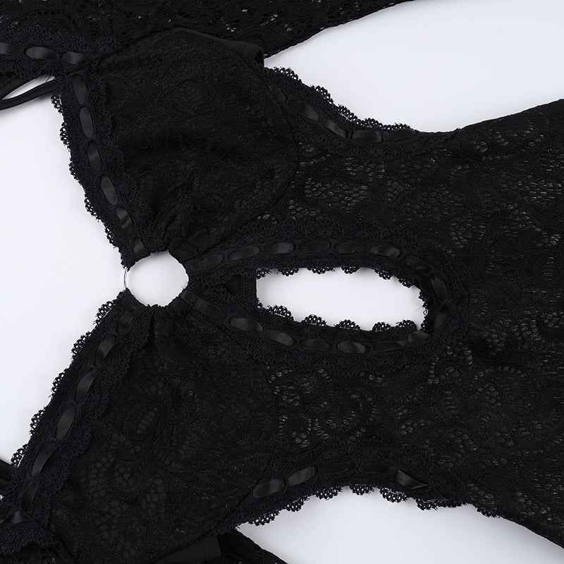 Autumn Elegant Sexy Slim Lace Long Sleeved Romper for Women