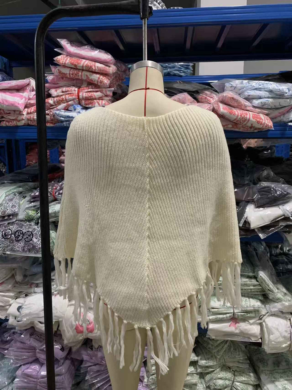 Solid Color Shawl Tassel Sweater