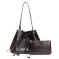 Simple Underarm Rivet Bucket Bag Retro Women's HandBag