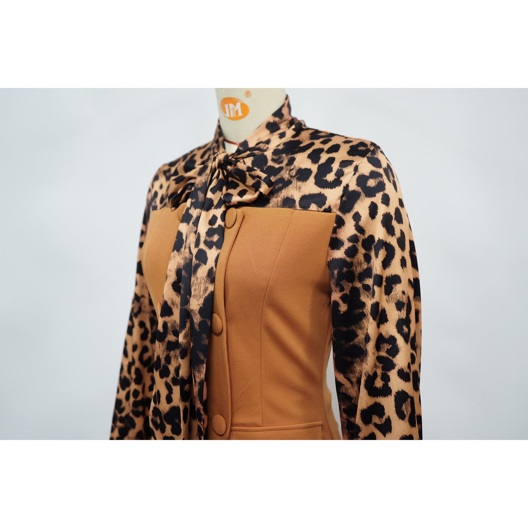 Leopard Collar Blouse Casual Set