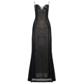 Mesh Leather Slim Fit Patchwork Wrapped Dress