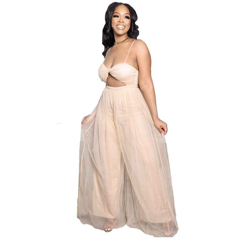 Crop Top Spaghetti Strap Sexy Jumpsuit Women