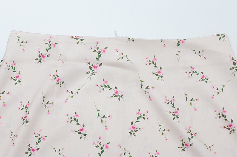 Elegant Long Sleeve Floral Mid Length Skirt Set