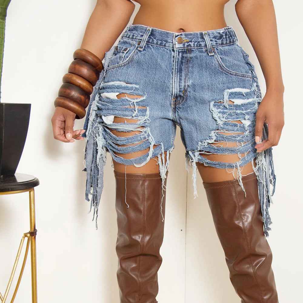 High Waist Ripped Bottoms for Women