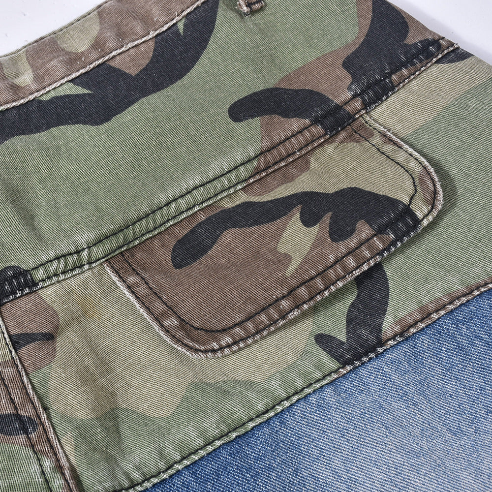 Trendy Denim Camouflage Jeans (Small Only)