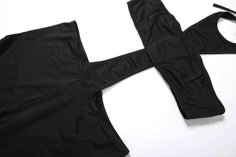 Women's Jumpsuit Cropped Outfit Halter Tight Fitting Solid Color