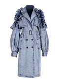 Denim Windbreaker Lotus Leaf Jacket