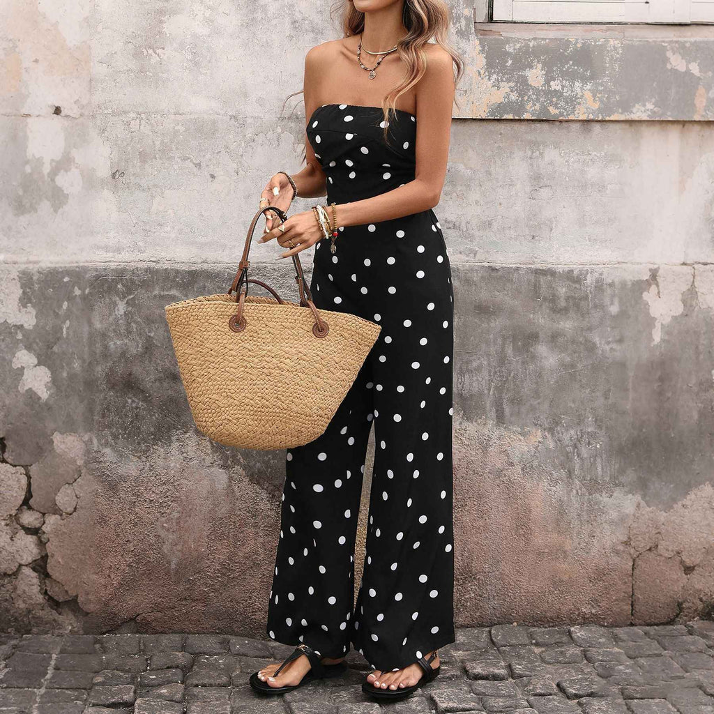 Sleeveless Tube Top Polka Dot Jumpsuit