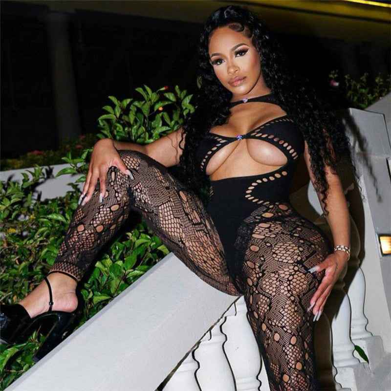 Sexy Cutout Knitted Jumpsuit