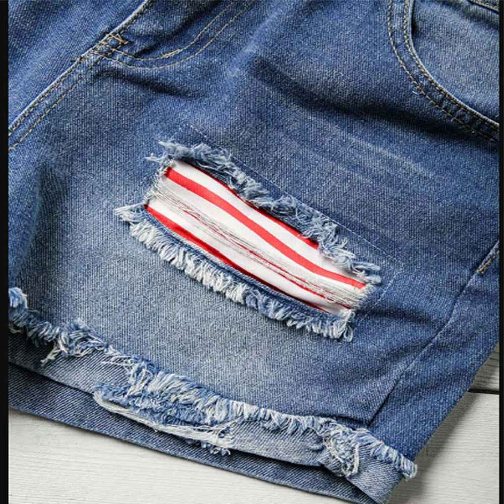 American Flag Printed Patch Denim Bottoms 4th of July Collection