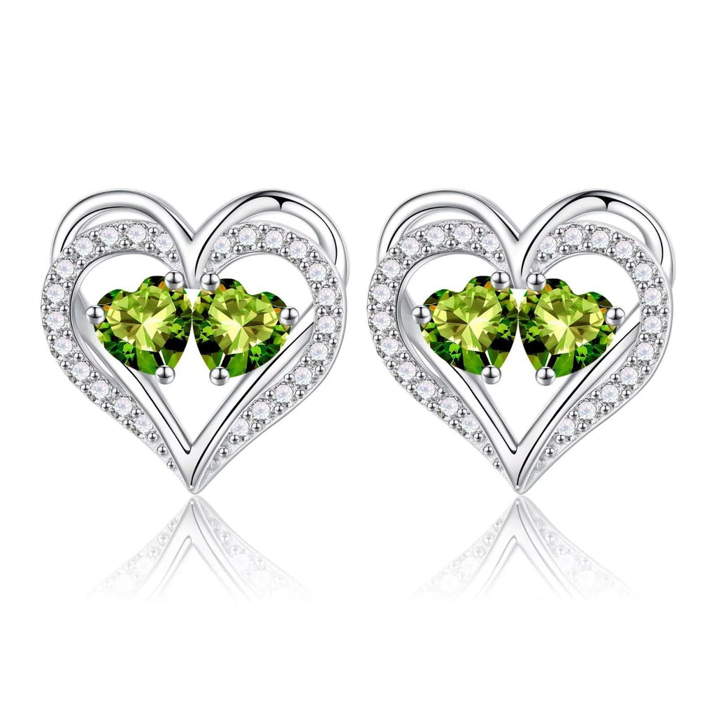 Sterling Silver Birthstone Heart Earrings