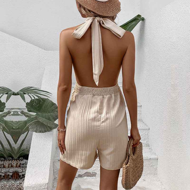 Summer Women's Solid Color Romper