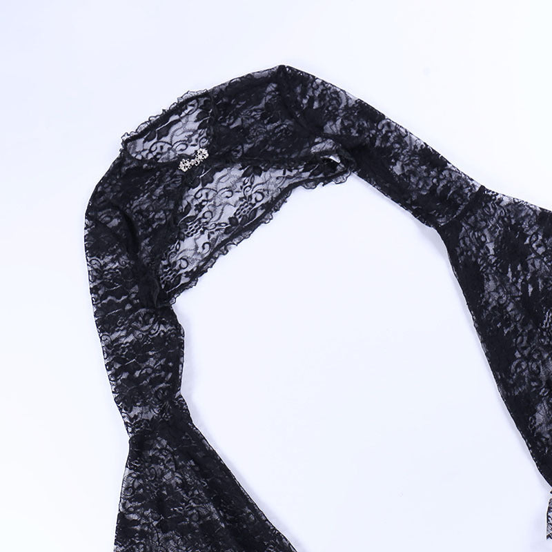 Gothic Classic Lace Flare Sleeve Blouse Y2K Rave