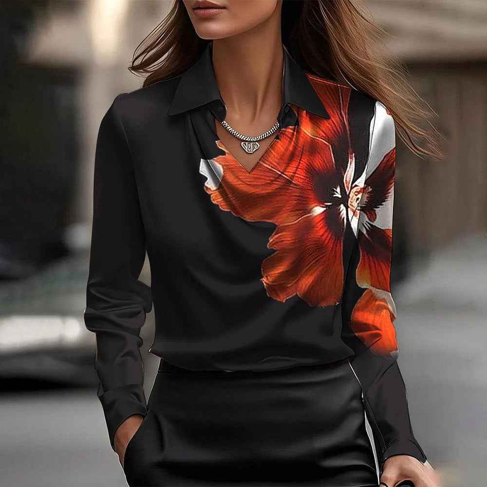 Simple Swing Collar Blouse for Women