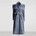 Denim Trench Coat Polo Collar Jacket