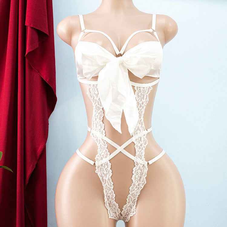 Cutout Bow Lace Teddy — Dark Intimates