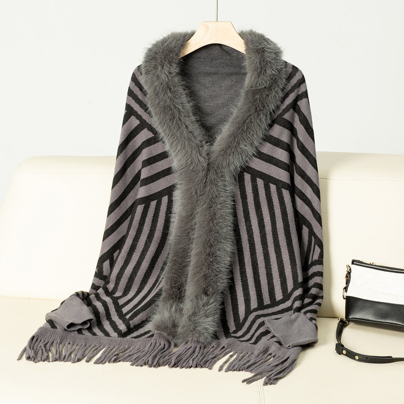 Striped Tassel Knitted Sweater for Women