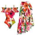 Sexy Swimsuit Retro Spring Swimsuit Bikini Chiffon Beach Skirt Set